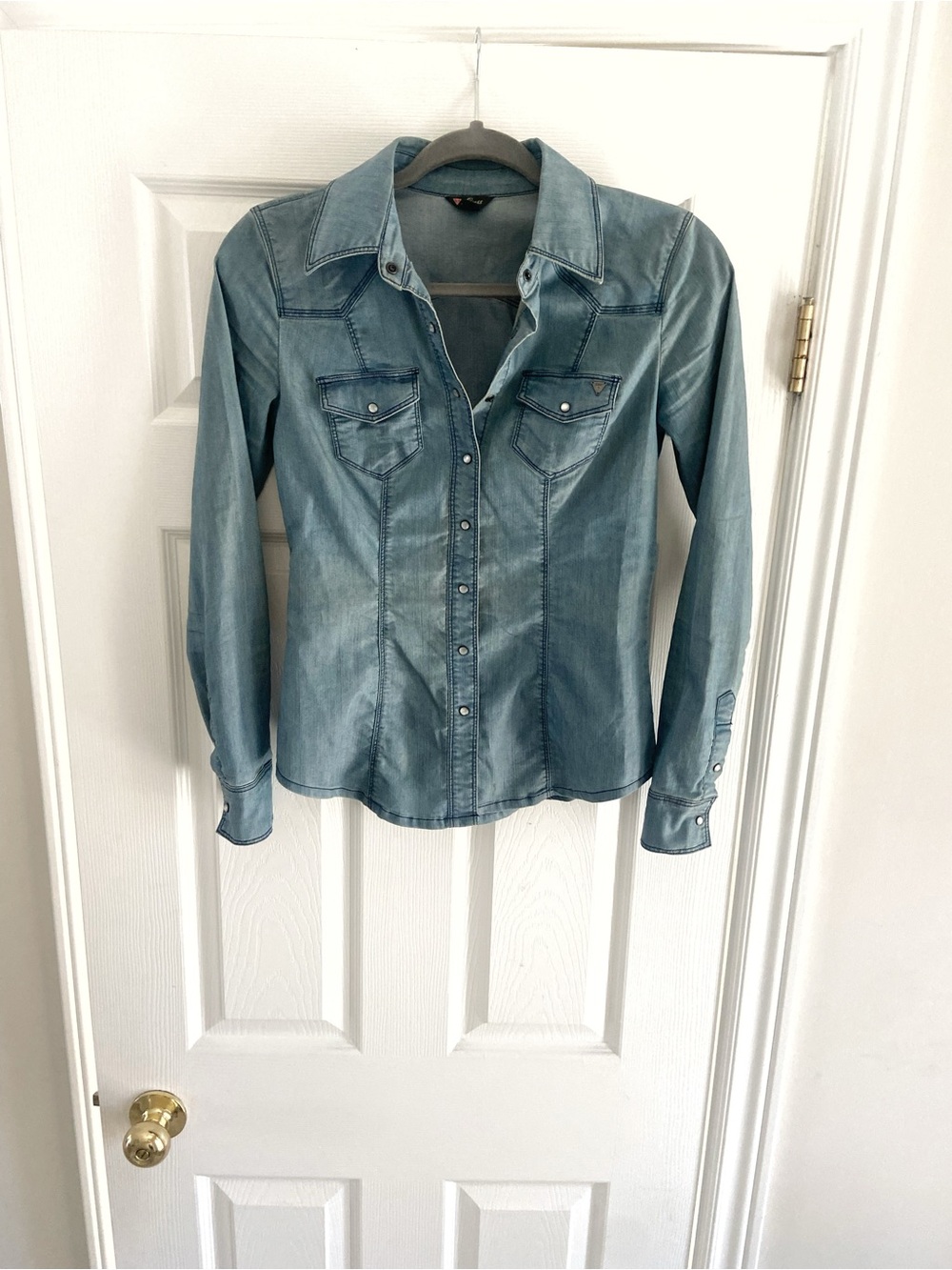 GUESS | Light Wash Denim Button-Up Shirt